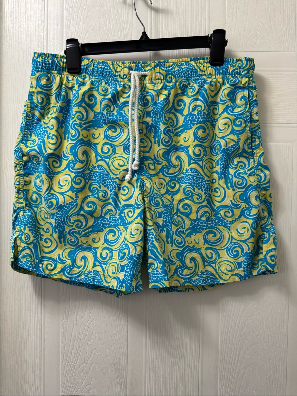 Lilly Pulitzer Men's Turquoise & Yellow Swirl Swim Trunks